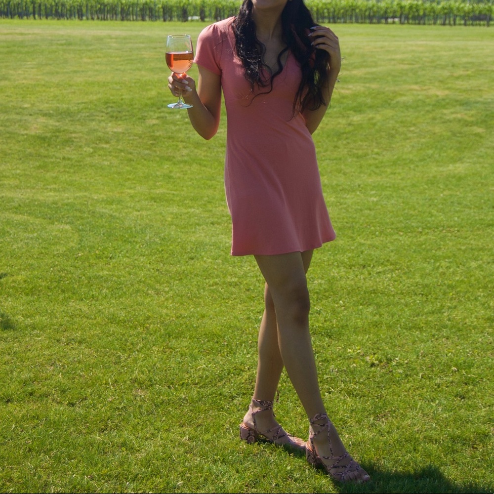 Pink Dress V neck